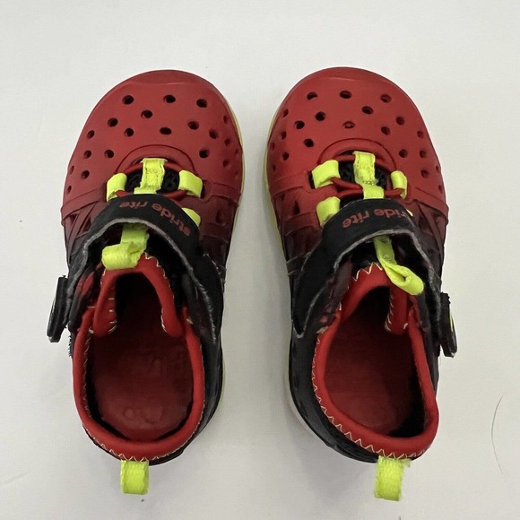Stride Rite Made 2 Play Phibian Sneakers Red Black Hook Loop Water Rubber Shoe 5 - Picture 3 of 11
